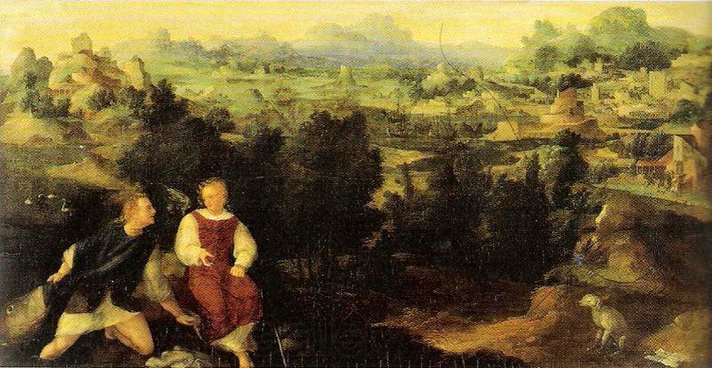 Jan van Scorel Landschaft mit Tobias und dem Engel
